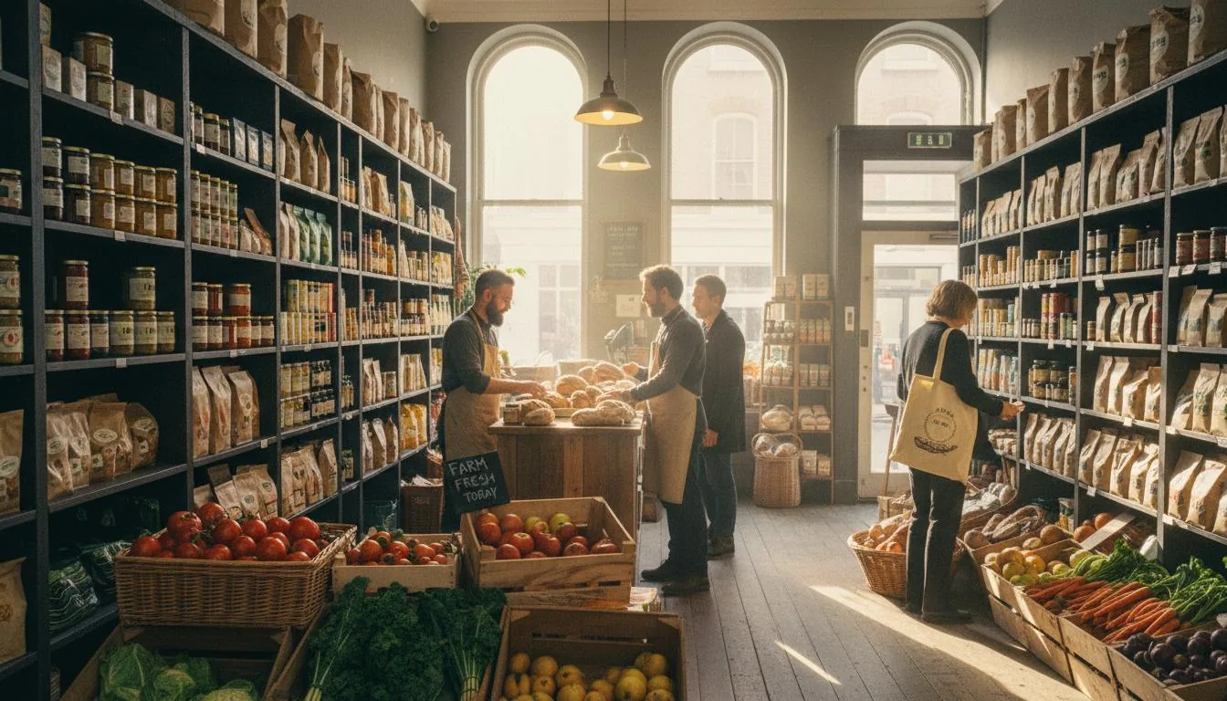 Inside Greenwood Food & Wine, a local convenience store and coffee stop in Dalston